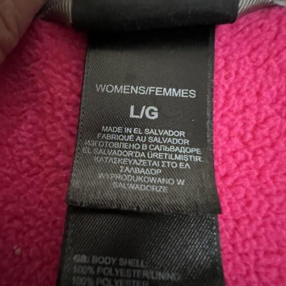 North Face Full Zip Pink Gray Fleece Jacket Logo Pocket Mock Collar Size Large - Picture 6 of 9